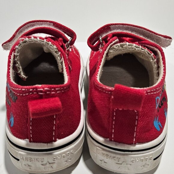 Toddler Red Dinosaur Team Canvas Sneakers Size(US 8) Hook & Loop Lace - Picture 7 of 9